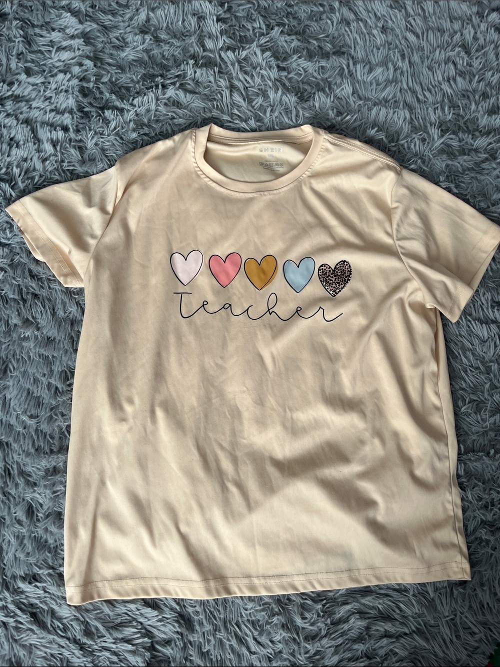 SHEIN Beige Teacher Heart Size 1X Graphic Tee